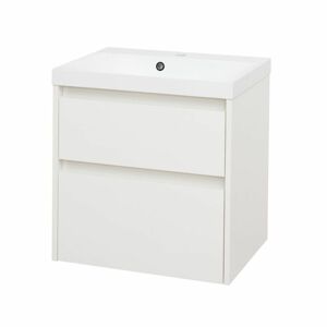 MEREO Opto, koupelnová skříňka s umyvadlem z litého mramoru 61 cm, bílá CN910M