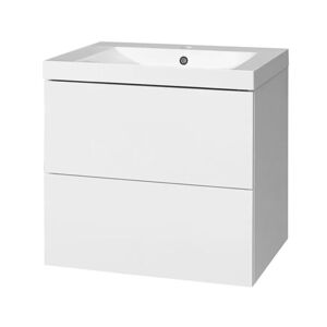 MEREO Aira, koupelnová skříňka s umyvadlem z litého mramoru 61 cm, bílá CN710M