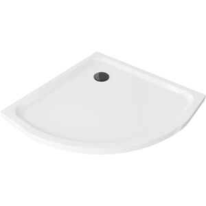 MEXEN/S Flat sprchová vanička čtvrtkruhová slim 70 x 70 cm, bílá + černý sifon 41107070B