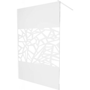 MEXEN/S KIOTO Sprchová zástěna WALK-IN 80 x 200 cm, transparent/bílý vzor 8 mm, bílá 800-080-101-20-85