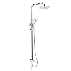 MEREO Sprchový set s tyčí, hadicí, ruční a talíř. hranatou sprchou, bílá CB95001SW2