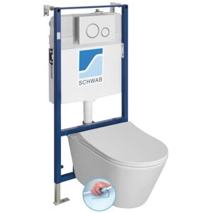 SAPHO Závěsné WC AVVA Rimless s podomítkovou nádržkou a tlačítkem Schwab, bílá 100314-SET5
