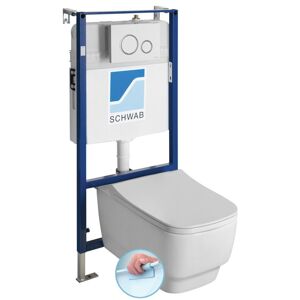 SAPHO Závěsné WC BELLO Rimless s podomítkovou nádržkou a tlačítkem Schwab, bílá 100214-SET5