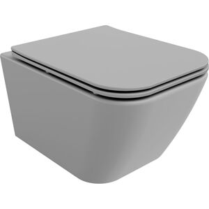 MEXEN Madox Závěsná WC mísa Rimless včetně sedátka s slow, Duroplast, světle šedá mat 30154061