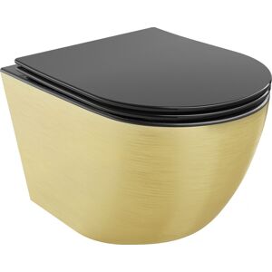 MEXEN Lena Závěsná WC mísa včetně sedátka s slow-slim, duroplast, černá mat / zlatý vzor 30224077