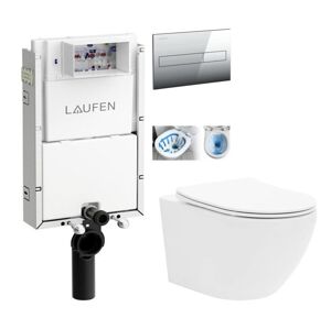 LAUFEN Podomít. systém LIS TW1 SET s chromovým tlačítkem + WC CALANI Loyd + SEDÁTKO H8946630000001CR LO1