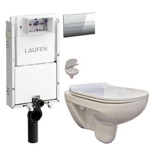 LAUFEN Podomít. systém LIS TW1 SET s chromovým tlačítkem + WC bez oplachového kruhu Edge + SEDÁTKO H8946630000001CR EG1