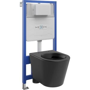 MEXEN/S WC předstěnová instalační sada Fenix Slim s mísou WC Rico,  černá mat 6103372XX85