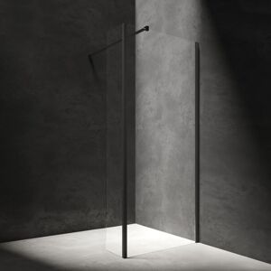 OMNIRES MARINA walk-inwalk-in s boční stěnou, 80 x 30 cm černá mat / transparent /BLMTR/ MA8030BLTR