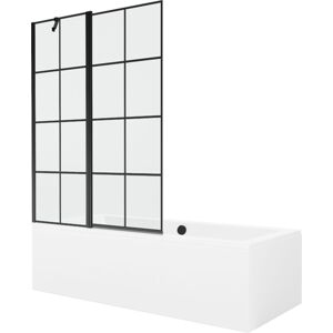MEXEN/S Cube obdélníková vana 170 x 80 cm s panelem + vanová zástěna 120 cm, černá vzor 550517080X9412117077