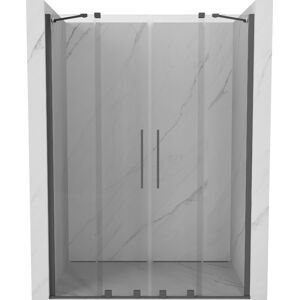 MEXEN/S Velar Duo posuvné sprchové dveře 140 cm, transparent, šedá kartáčovaná 871-140-000-02-66