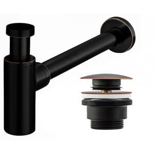 HOPA Umyvadlový kovový sifon s click/clack zátkou, univerzální, černá s patinou BAHA8536