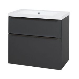 MEREO Mailo, koupelnová skříňka s umyvadlem z litého mramoru 81 cm, antracit, černé madlo CN531MB
