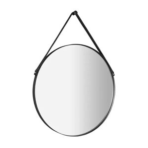 BEMETA CORA zrcadlo kulaté, průměr 60cm, kožený pásek, černá matná    198411071 198411071