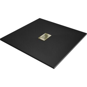 MEXEN/S Hugo sprchová vanička SMC 100 x 100 cm, černá, krytka zlatá 42701010-G