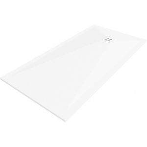 MEXEN/S Stone+ obdélníková sprchová vanička 180 x 100, bílá, mřížka bílá 44101018-W