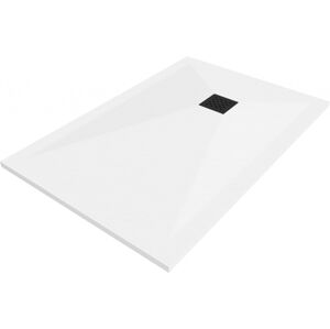 MEXEN/S Stone+ obdélníková sprchová vanička 110 x 80 cm, bílá, mřížka černá 44108011-B