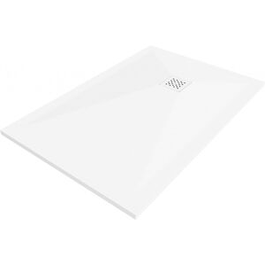 MEXEN/S Stone+ obdélníková sprchová vanička 110 x 80, bílá, mřížka bílá 44108011-W