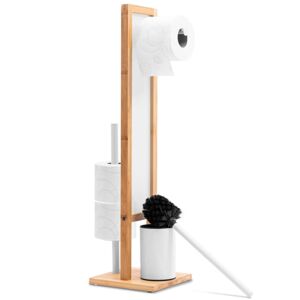 Tutumi Bambusový koupelnový stojan na toaletní papír a štětku White 321502 HOM-04000
