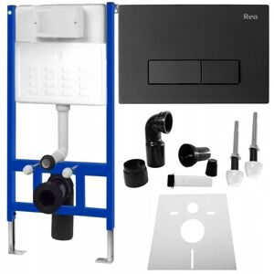REA Podomítkový WC systém + tlačítka H černý KPL-90006