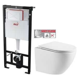 ALCADRAIN Sádromodul předstěnový instalační systém bez tlačítka + WC INVENA LIMNOS WITH SOFT, včetně soft/close sedátka AM101/1120 X LI1