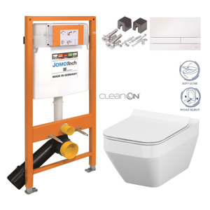 JOMOTech modul pro závěsné WC s bílou deskou + WC CERSANIT CLEANON CREA čtverec + SEDÁTKO 174-91100900-00 CR2