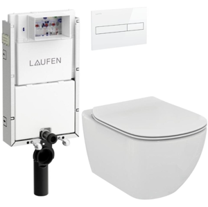 LAUFEN Podomít. systém LIS TW1 SET s bílým tlačítkem + WC Ideal Standard Tesi se sedátkem H8946630000001BI TE3