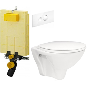 AKCE/SET/VIEGA MONO modul WC čelní ovládání + ovládací tlačítko BÍLÉ + WC ARES + SEDÁTKO V606732BI AR1