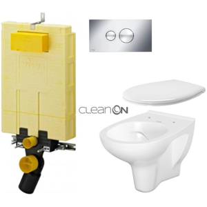 AKCE/SET/VIEGA SET MONO modul WC čelní ovládání + ovládací tlačítko CHROM + WC CERSANIT ARTECO CLEAN ON + SEDÁTKO V606732CR AT2