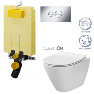 AKCE/SET/VIEGA SET MONO modul WC čelní ovládání + ovládací tlačítko CHROM + WC CERSANIT CITY CLEANON + SEDÁTKO V606732CR CI1