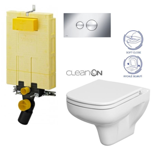 AKCE/SET/VIEGA SET MONO modul WC čelní ovládání + ovládací tlačítko CHROM + WC CERSANIT COLOUR CLEANON + SEDÁTKO V606732CR CN1