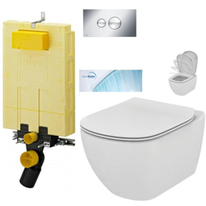 AKCE/SET/VIEGA SET MONO modul WC čelní ovládání + ovládací tlačítko CHROM + WC TESI se sedátkem SoftClose, AquaBlade V606732CR TE1