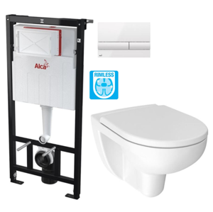ALCADRAIN Sádromodul předstěnový instalační systém s bílým tlačítkem M1710 + WC JIKA LYRA PLUS RIMLESS + SEDÁTKO DURAPLAST AM101/1120 M1710 LY1