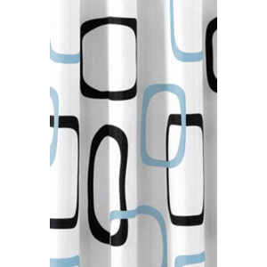 AQUALINE Sprchový závěs 180x200cm, polyester, bílá/černá/modrá ZP004