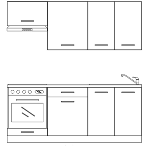 AQUALINE TERNO kuchyňská sestava 200 cm, bílá lesk AKB-SET01