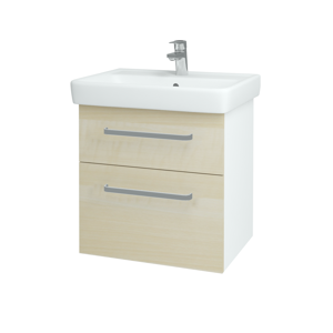 Dřevojas Koupelnová skříň Q MAX SZZ2 60 N01 Bílá lesk / Úchytka T01 / D02 Bříza 60025A