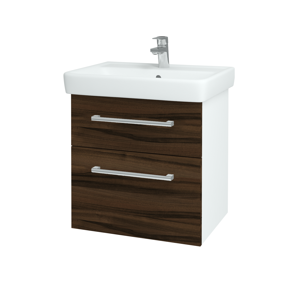 Dřevojas Koupelnová skříň Q MAX SZZ2 60 N01 Bílá lesk / Úchytka T03 / D06 Ořech 60230C