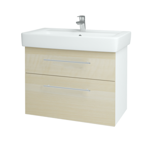 Dřevojas Koupelnová skříň Q MAX SZZ2 80 N01 Bílá lesk / Úchytka T02 / D02 Bříza 60087B