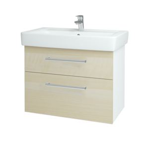 Dřevojas Koupelnová skříň Q MAX SZZ2 80 N01 Bílá lesk / Úchytka T03 / D02 Bříza 60087C