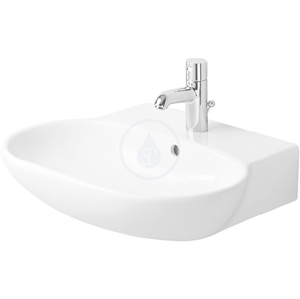 DURAVIT Bathroom_Foster Jednootvorové umyvadlo s přepadem, 550 mm x 445 mm, bílé umyvadlo, s WonderGliss 04195500001