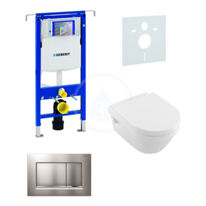 GEBERIT Duofix Modul pro závěsné WC s tlačítkem Sigma30, matný chrom/chrom + Villeroy Boch WC a sedátko, DirectFlush, SoftClose, CeramicPlus 111.355.00.5 NB7
