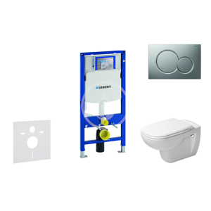 GEBERIT Duofix Modul pro závěsné WC s tlačítkem Sigma01, matný chrom + Duravit D-Code WC a sedátko, Rimless, SoftClose 111.300.00.5 NH3