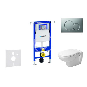 GEBERIT Duofix Modul pro závěsné WC s tlačítkem Sigma01, matný chrom + Duravit D-Code WC a sedátko, Rimless, SoftClose 111.355.00.5 NH3