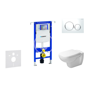 GEBERIT Duofix Modul pro závěsné WC s tlačítkem Sigma20, bílá/lesklý chrom + Duravit D-Code WC a sedátko, Rimless, SoftClose 111.355.00.5 NH4