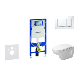 GEBERIT Duofix Modul pro závěsné WC s tlačítkem Sigma30, bílá/lesklý chrom + Duravit D-Code WC a sedátko, Rimless, SoftClose 111.300.00.5 NH5
