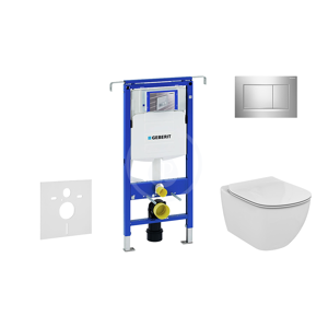 GEBERIT Duofix Modul pro závěsné WC s tlačítkem Sigma30, lesklý chrom/chrom mat + Ideal Standard Tesi WC a sedátko, Aquablade, SoftClose 111.355.00.5 NU6
