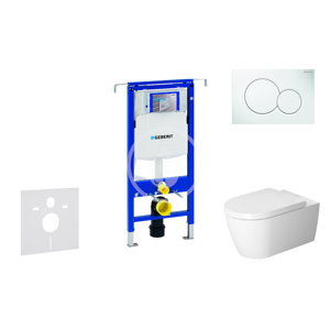 GEBERIT Duofix Modul pro závěsné WC s tlačítkem Sigma01, alpská bílá + Duravit ME by Starck WC a sedátko, Rimless, SoftClose 111.355.00.5 NM1