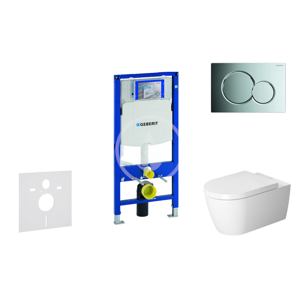 GEBERIT Duofix Modul pro závěsné WC s tlačítkem Sigma01, lesklý chrom + Duravit ME by Starck WC a sedátko, Rimless, SoftClose 111.300.00.5 NM2