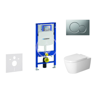 GEBERIT Duofix Modul pro závěsné WC s tlačítkem Sigma01, matný chrom + Duravit ME by Starck WC a sedátko, Rimless, SoftClose 111.300.00.5 NM3