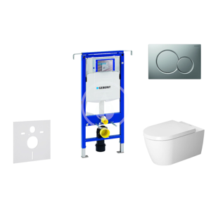 GEBERIT Duofix Modul pro závěsné WC s tlačítkem Sigma01, matný chrom + Duravit ME by Starck WC a sedátko, Rimless, SoftClose 111.355.00.5 NM3